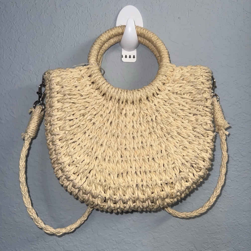 Chic Cream Woven Handbag